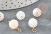 Breloque ronde Jade teinté imitation morganite doré 18mm, x1 (G9353)