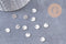 Breloque ronde cuivre plaqué or blanc (rhodium) 5mm, x4 (G9996)