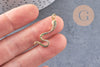 Breloque serpent laiton doré 18k cristal,sans nickel,cadeau anniversaire,pendentif animal, Pendentif zircon,27.5mm, x1 (G2419)