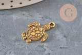 Dije tortuga zamac dorado 23mm, x5 (G11229)