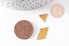 Breloque triangle 2 trous laiton brut 9mm,pendentif géométrique x 10 (G10136)
