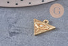 Breloque triangle oeil protecteur zamac doré 18k cristal zircon 9mm,sans nickel, pendentif chance, x1 G6007