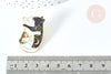 Broche Pin's Chat émail blanc et noir zamac doré 35x23mm, broche dorée, décoration veste, x1 G8082