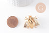 Broche abeille émail noir et jaune zamac doré 29mm, x1 (G9923)