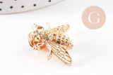 Broche abeille zamac doré 27mm, x1 (G10137)