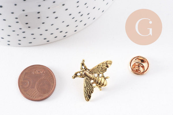 Broche abeille zamac doré vieilli 26mm, x1 (G10170)