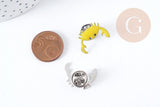 Broche crabe laiton doré ou argenté émail coloré, x1 (G8900)