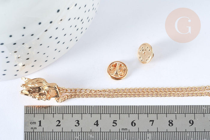 Broche de col Lion zamac doré, x1 (G7022)