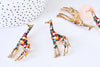 Broche girafe multicolore zamac doré émaillé 59mm, x1 (G5557)