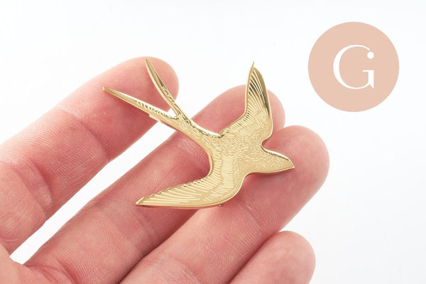 Broche hirondelle acier 316 inoxydable doré 52mm, x1 (G9606)