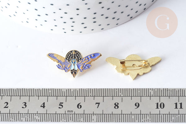 Broche insecte zamac doré 15x30mm, customisation vêtement, x1 (G7845)