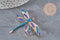Dragonfly winged insect pin golden zamac blue 74x50mm, x1 VALID