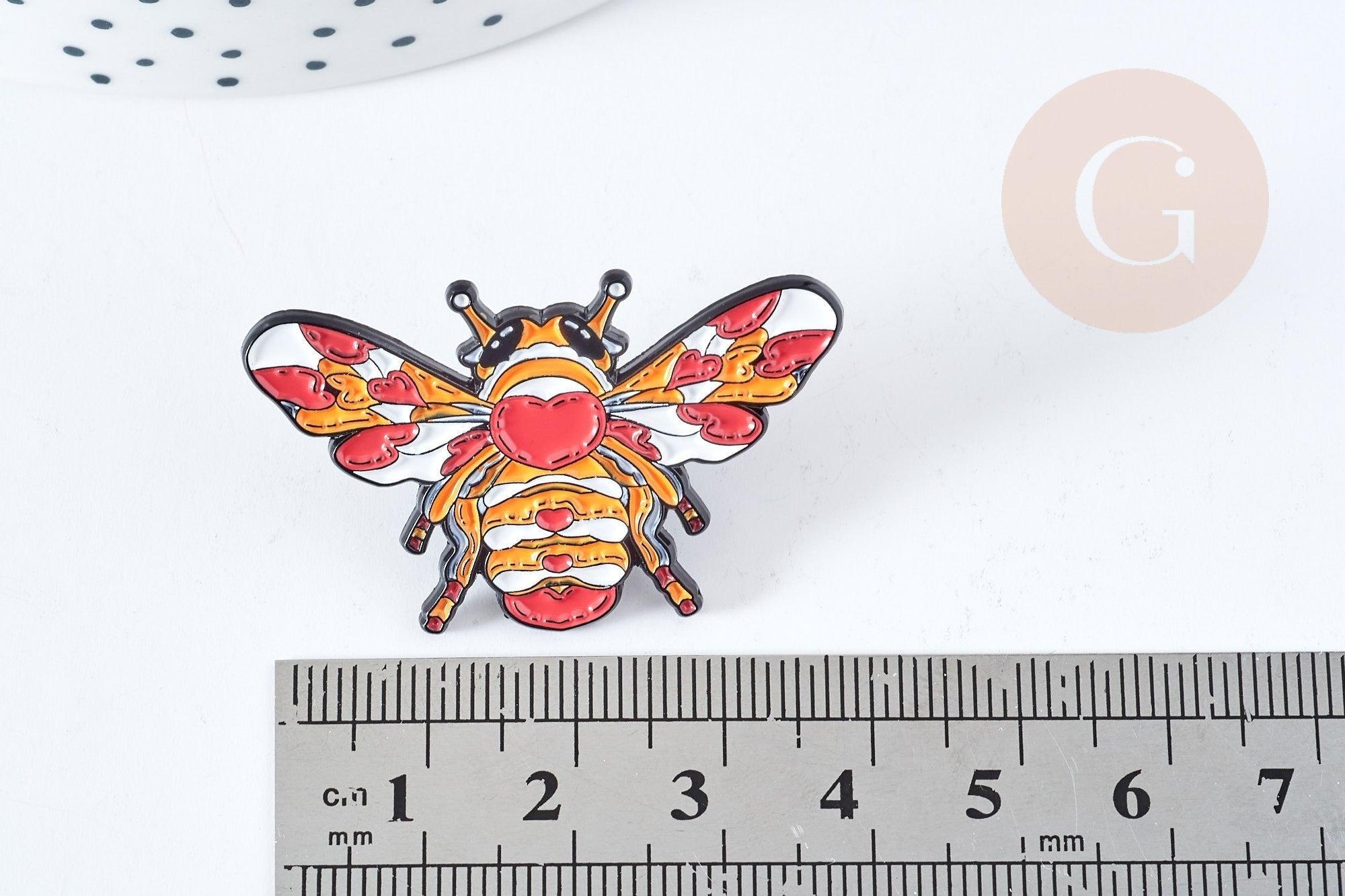 Broche pin's abeille insecte ailé émaillé 40mm, x1 (G8503)
