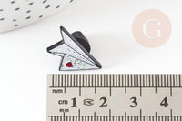 Broche pins avion en papier coeur émaillé blanc rouge 22.5mm,broche customisation vêtement x1 (G9299)