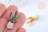 Broche pins cactus émail vert doré émail 25x14mm,broche dorée,décoration veste,x1 G6620