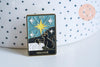 Broche pins carte tarot L'étoile mystique émail noir doré émail 30.5mm,décoration veste, x1 (G6715)