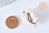Broche pins chats noir et blanc et lune blanche doré émail 31.5mm, x1 (G6800)