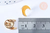 Broche pins croissant de lune mystique émail jaune doré émail 11x12.5mm, x1 (G6621)