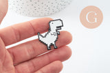 Broche pin's dinosaure pixel zamac 33mm, décoration veste, x1 (G9741)