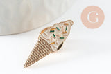 Broche pins glace à l'italienne émaillé 28.5mm, idée cadeau EVJF anniversaire x1 (G9472)