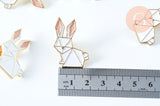 Broche pins lapin origami doré émail 31.5x23mm,broche dorée, décoration veste,x1 (G6375)