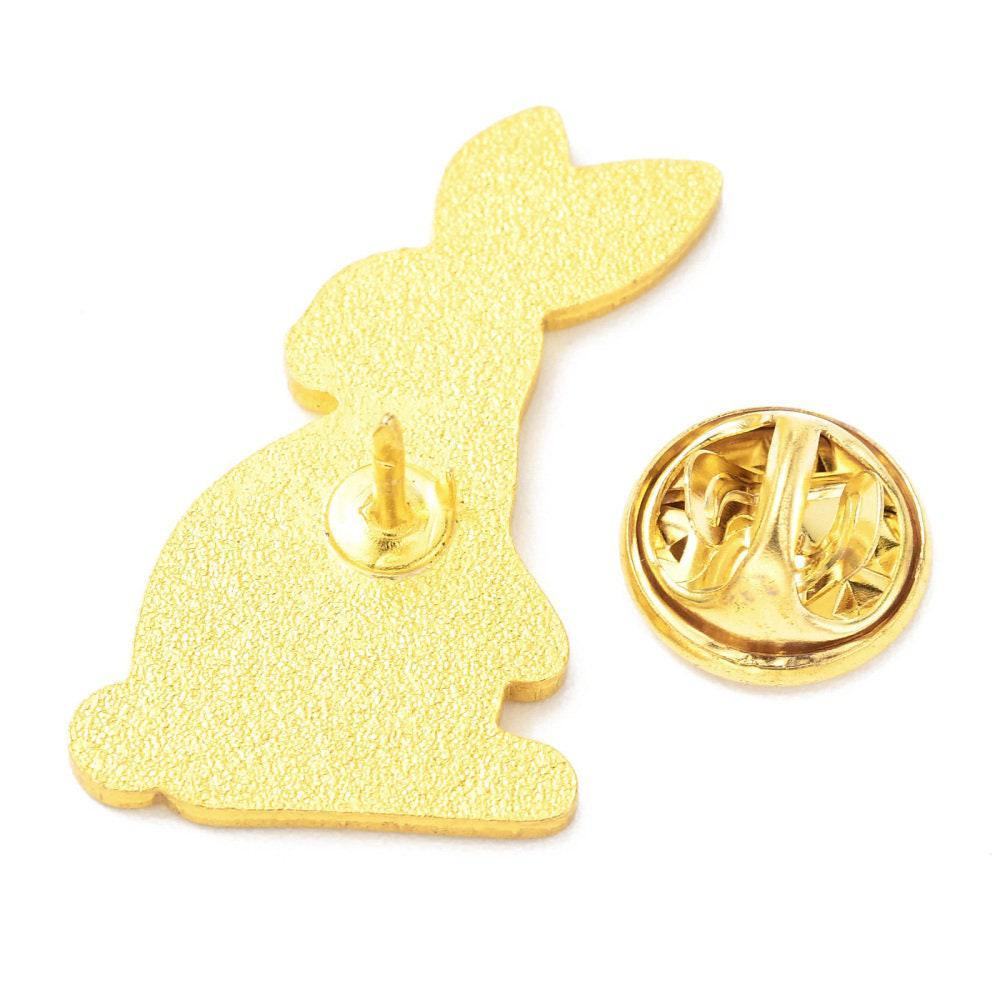 Broche pins lapin origami doré émail 31.5x23mm,broche dorée, décoration veste,x1 (G6375)