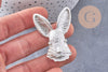 Broche pins lapin origami doré ou argenté émail 54mm, x1 (G10352)