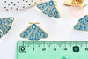Broche pins papillon mystique doré émail bleu 27.5x18mm,broche dorée, décoration veste, x1 (G5547)