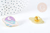 Broche pins planète éclair doré émail 32mm,broche dorée, décoration veste,x1 G8512