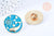 Broche pins rond baleine émail bleu turquoise doré émail 30mm, x1 (G6624)