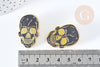 Broche pins tête de mort mystique doré émail noir 32.5mm, x1 (G8504)