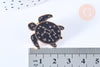 Broche pin's tortue de mer motif mystique noir doré émail 26.5x25.5mm,broche dorée, x1 G6616