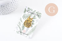 Broche renard gravée acier 304 inoxydable doré 35mm, décoration veste, x1 (G9782)