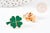 Broche trèfle à 4 feuilles zamac doré émail vert 23mm, x1 (G9207)