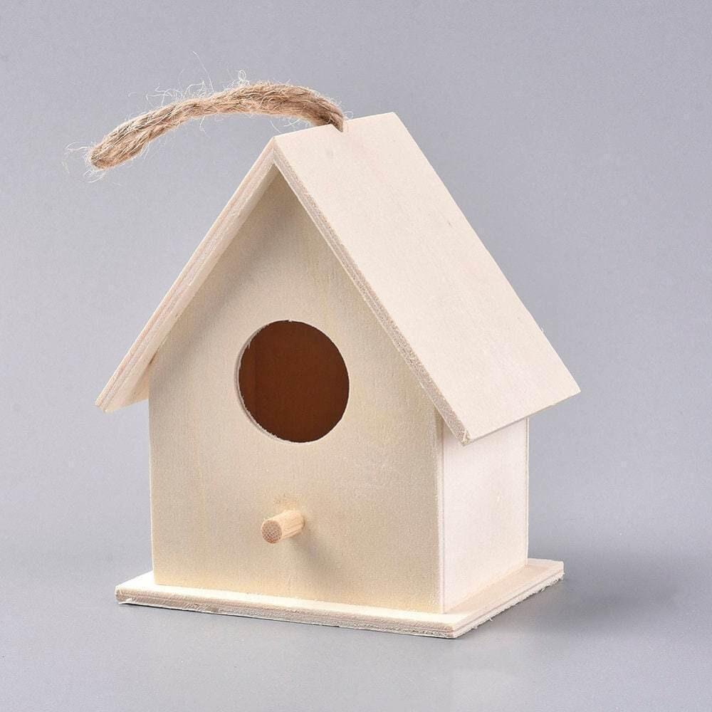 Cabane à oiseau en bois massif brut, 18.5cm, x1 (G4890)