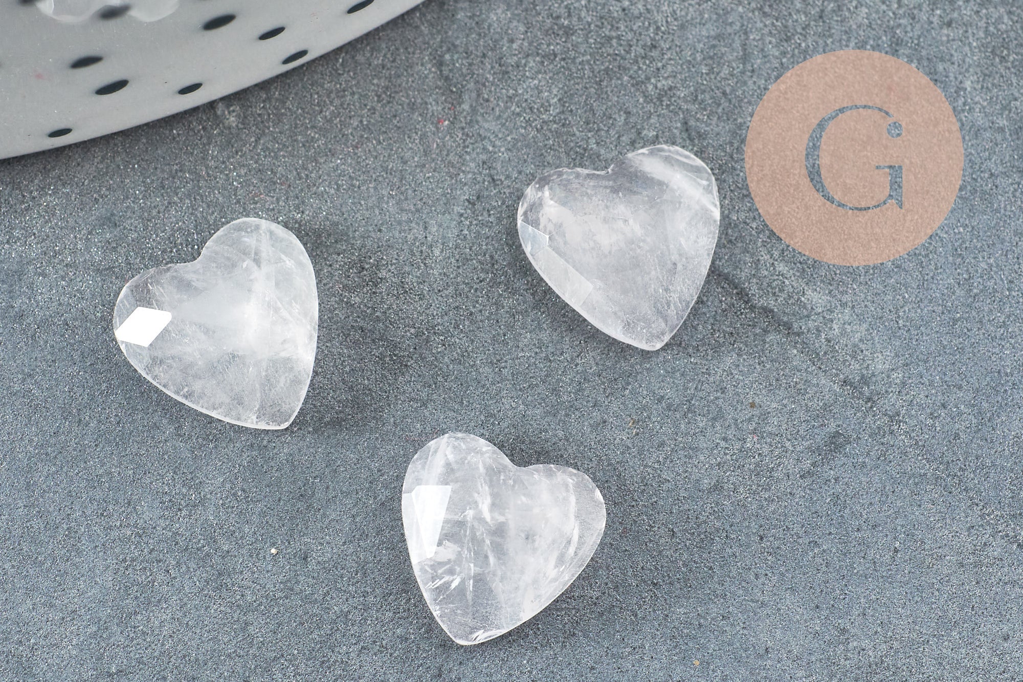 Cabochon Cœur pierre quartz rose naturel facetté 10mm, x1 (G8877)