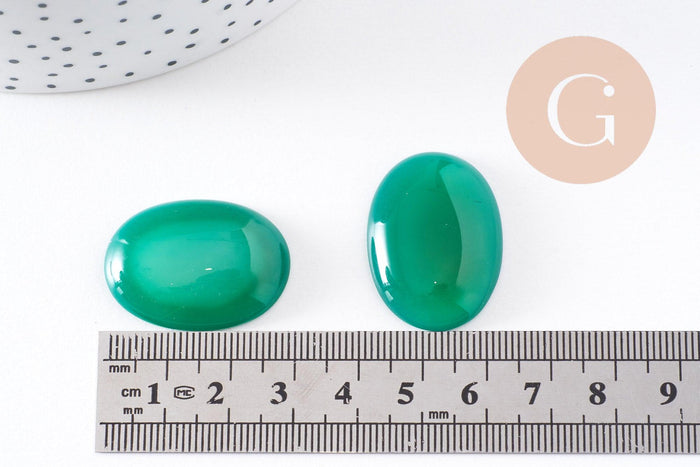 Cabochon agate naturelle vert émeraude 30x22mm, x1 (G10211)