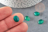 Cabochon agate naturelle verte 10x8mm, x1 (G1831)