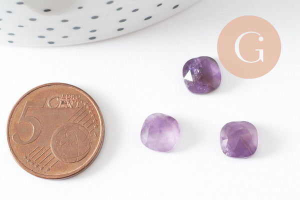 Cabochon carré améthyste naturelle 8x8mm, x1 (G9699)