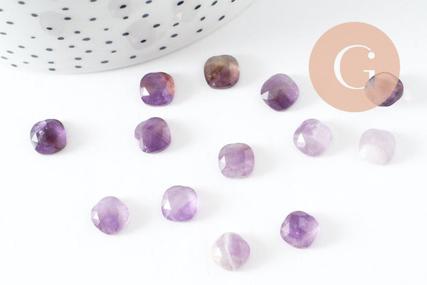 Cabochon carré améthyste naturelle 8x8mm, x1 (G9699)