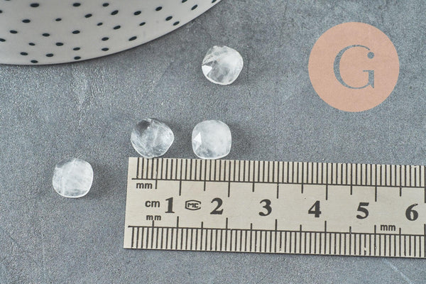 Cabochon carré cristal de roche naturel 8x8mm, x1 (G9684)