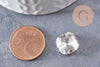 Cabochon carré cristal métal platine à coudre12mm, x5 (G0456)