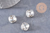 Cabochon carré cristal métal platine à coudre12mm, x5 (G0456)