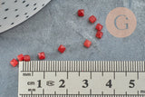 Cabochon carré jade naturel teinté rouge facetté 2.5mm, x1 G8599