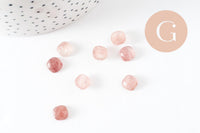 Cabochon carré quartz fraise naturel 8x8mm, x1 (G9683)