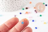 Cabochon carré verre oeil de chat multicolore 4x4mm, x20 (G2290)