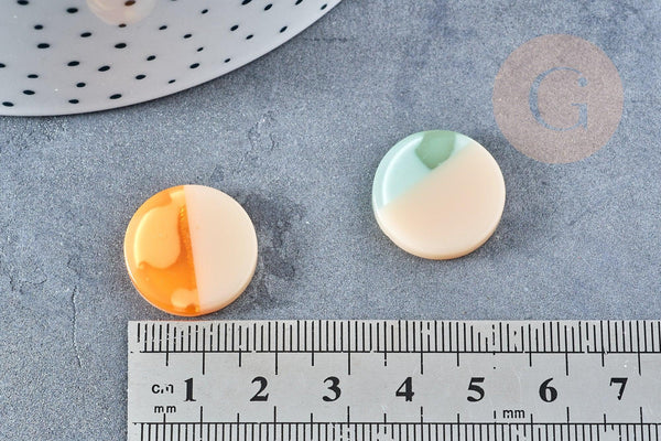 Cabochon disque acrylique bicolore 19mm, x1 (G8679)
