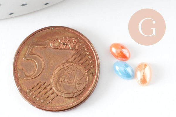Cabochon dôme ovale verre irisé 6mmx4mm, x20 (G2255)