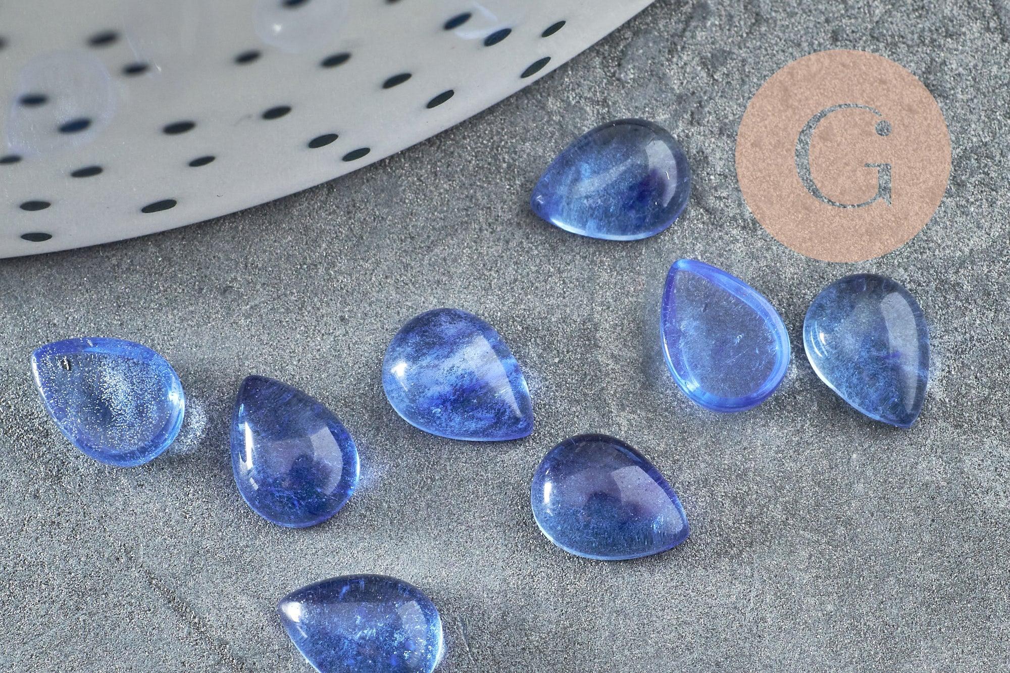 Cabochon goutte kyanite cianyte bleue naturelle 8x6mm, x1 G2266