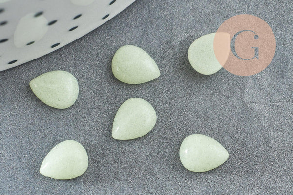 Cabochon goutte phosphorescent 8x6mm,bijou pierre, cabochon goutte luminescent, cabochon synthése, x1 G3139